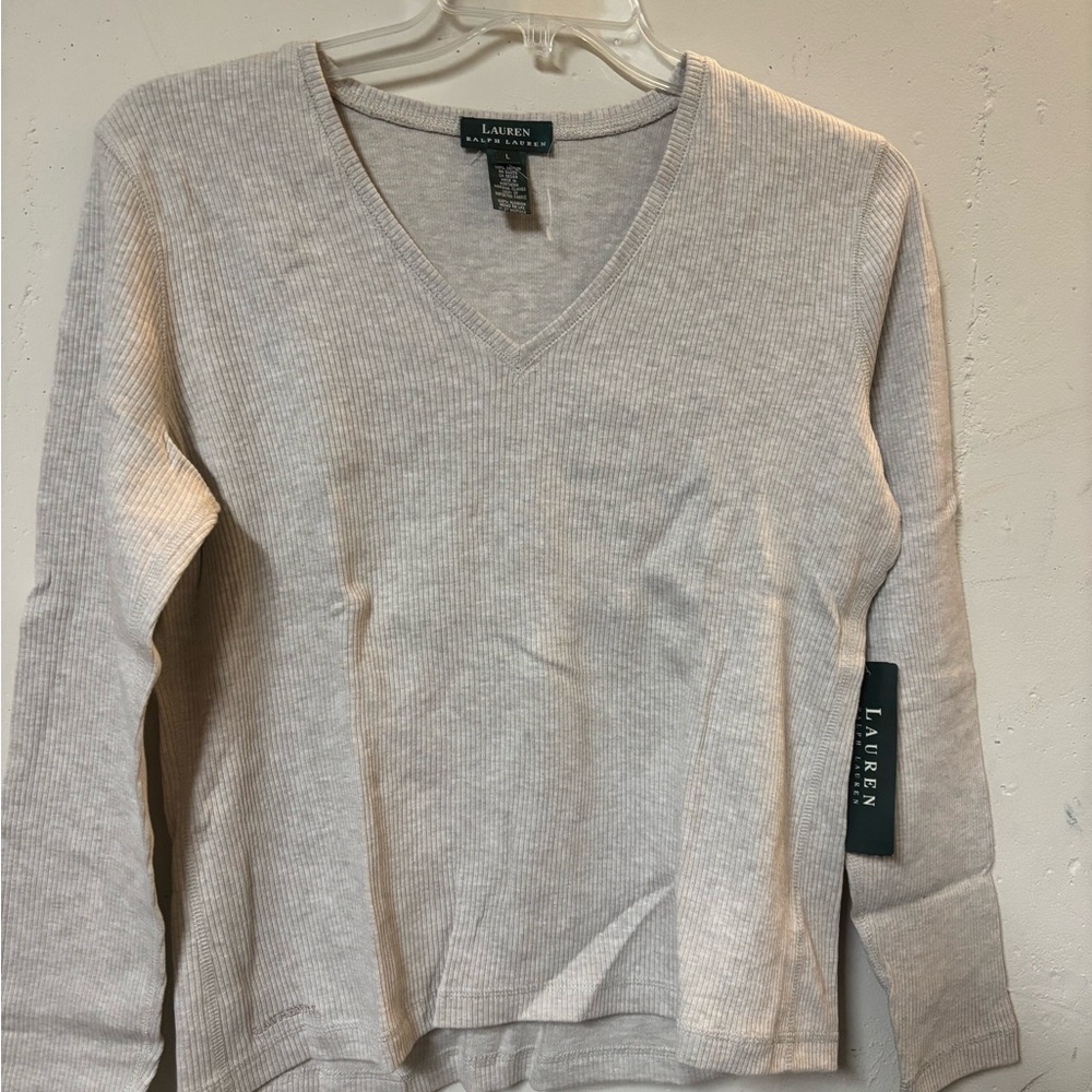 Lauren Ralph Lauren Gray V-Neck Sweater